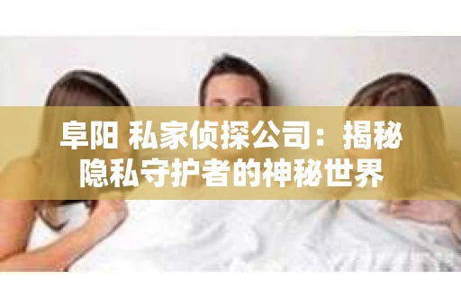 阜阳 私家侦探公司：揭秘隐私守护者的神秘世界
