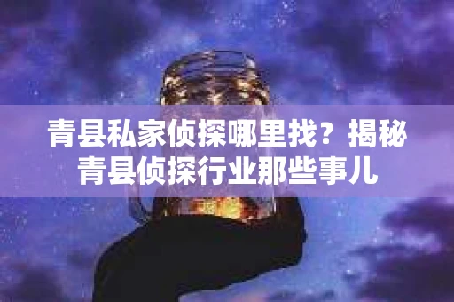 青县私家侦探哪里找？揭秘青县侦探行业那些事儿