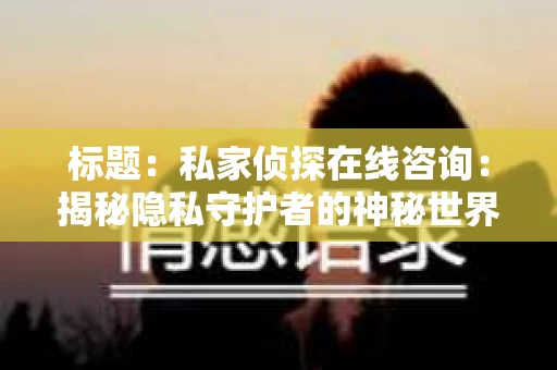 标题：私家侦探在线咨询：揭秘隐私守护者的神秘世界