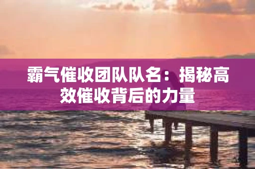 霸气催收团队队名：揭秘高效催收背后的力量