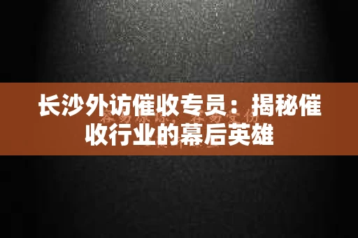 长沙外访催收专员：揭秘催收行业的幕后英雄