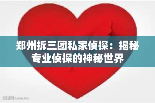 郑州拆三团私家侦探：揭秘专业侦探的神秘世界