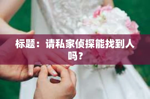 标题：请私家侦探能找到人吗？
