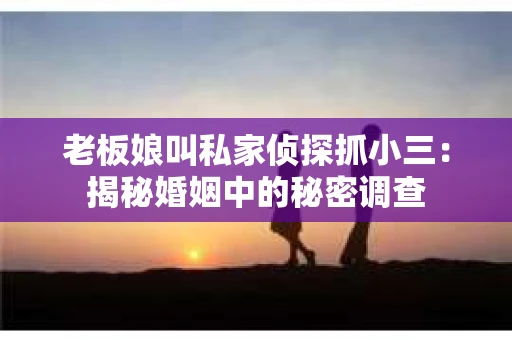 老板娘叫私家侦探抓小三：揭秘婚姻中的秘密调查
